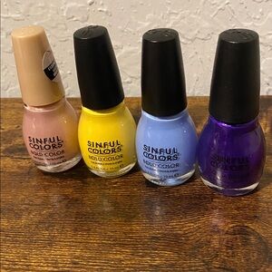 Sinful Colors Nail Polish Set of 4 - Pink, Yellow, Blue, Purple